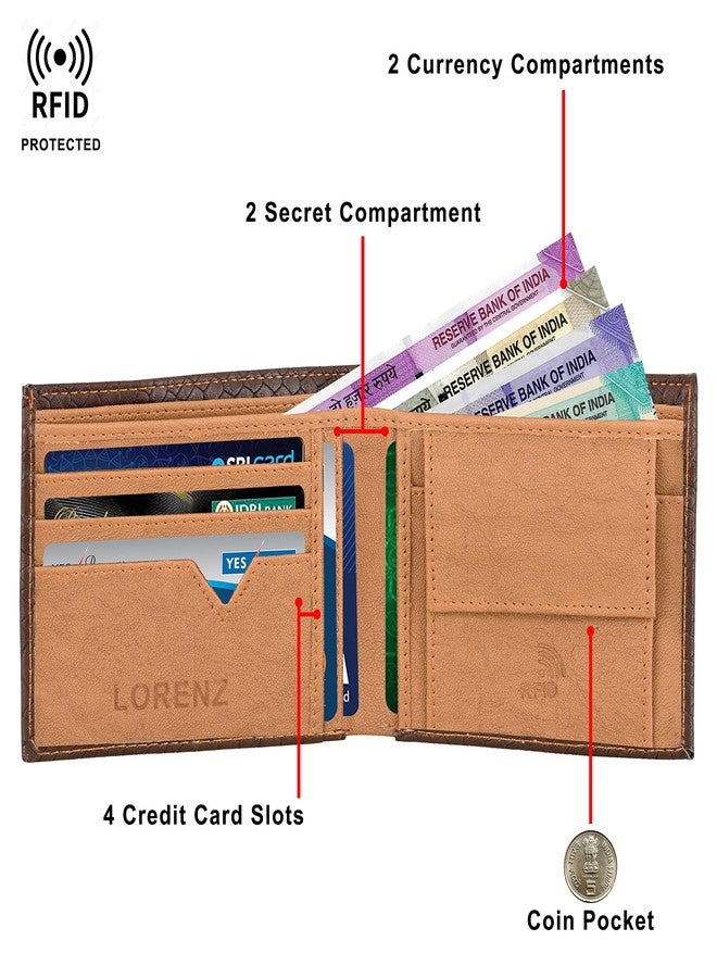 LORENZ PU Leather RFID Protected Wallet for Men (Brown) | WL-47 - Image 4
